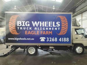 truck decal, Big Wheels Truck Alignment, full shot