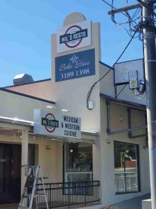 Above awning sign
